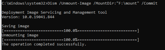 Unmounting Windows Image