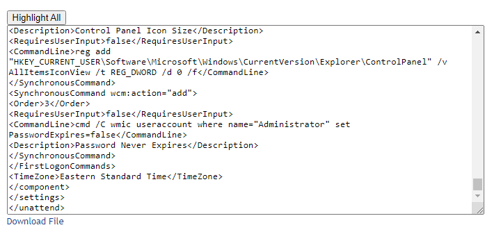 Windows Answer File Setup